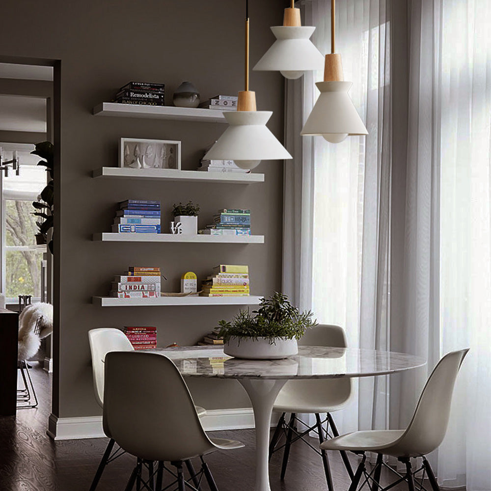 Modern White Concrete Cone Pendant Light - Lumpaz