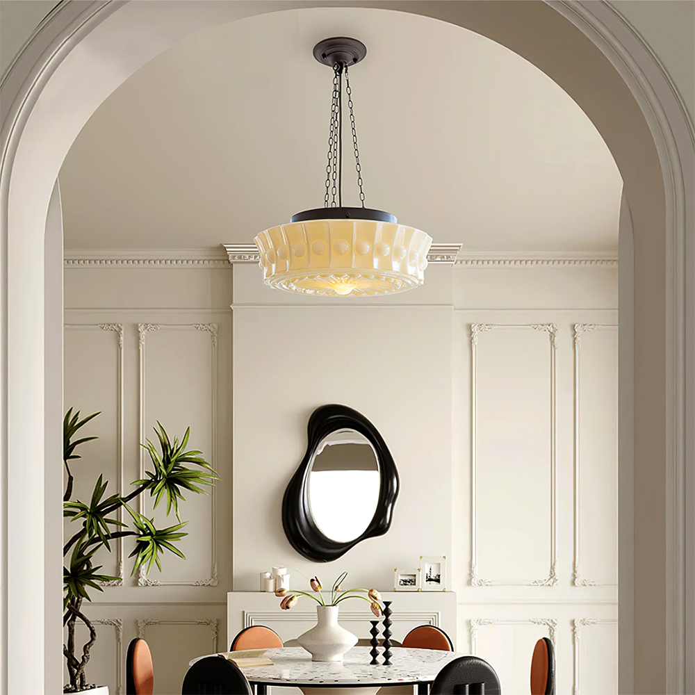 White Vintage Round Pendant Light - Lumpaz