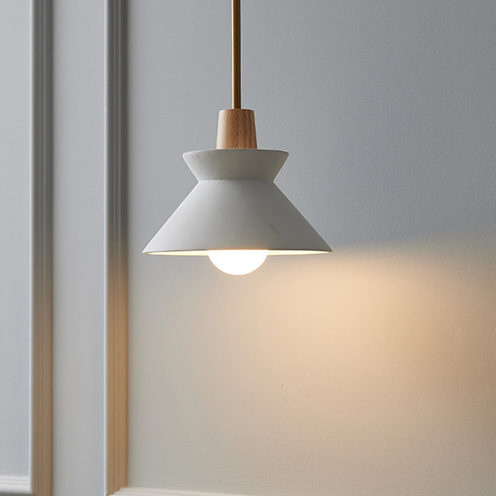 Modern White Concrete Cone Pendant Light - Lumpaz