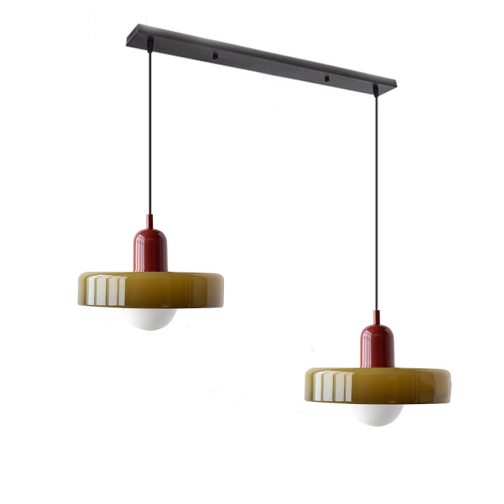 2 Heads Modern Bauhaus Glass Pendant Light - Lumpaz