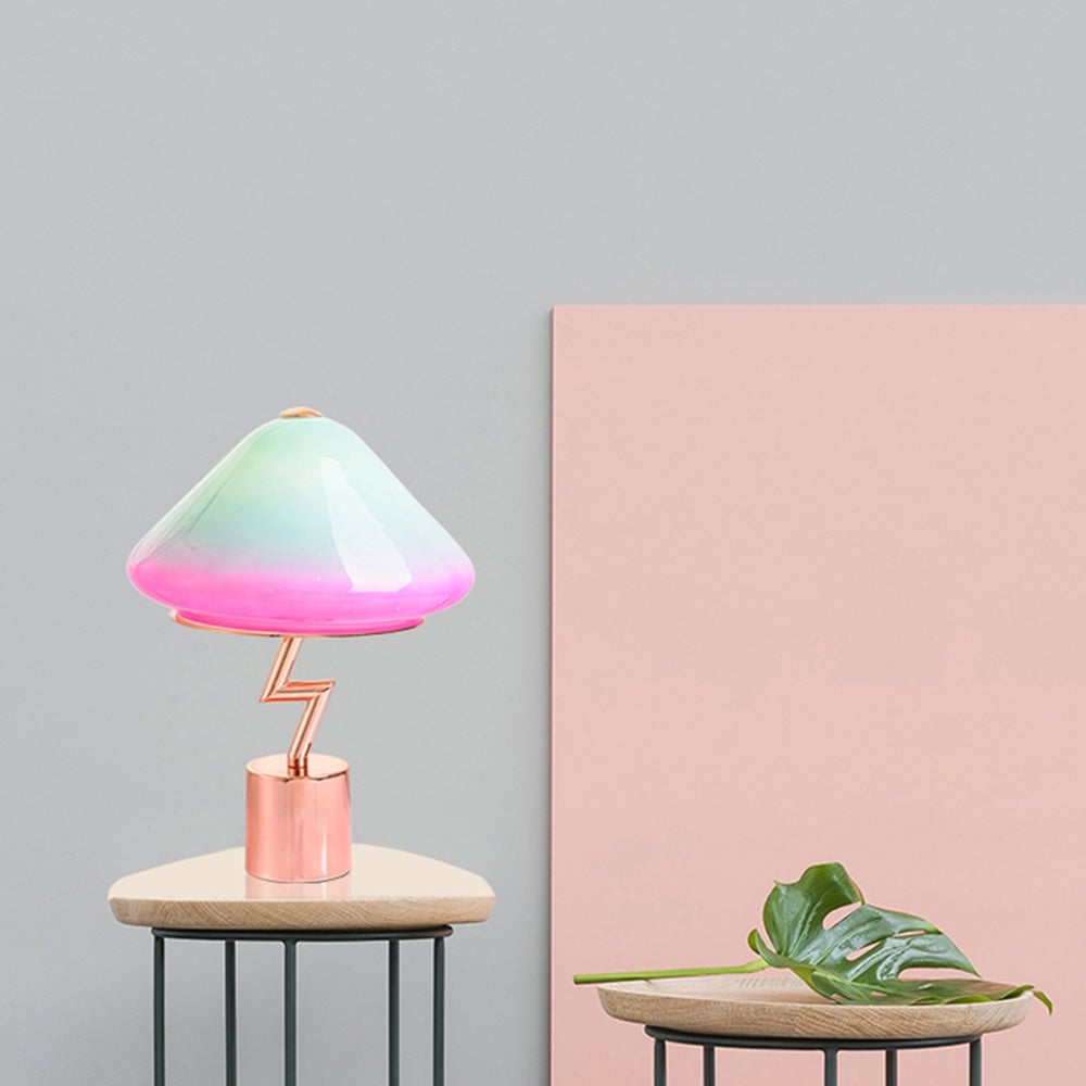 Morandi Modern Cute Mushroom Kinder Glas/Metall Tischlampe, Bunt - Lumpaz