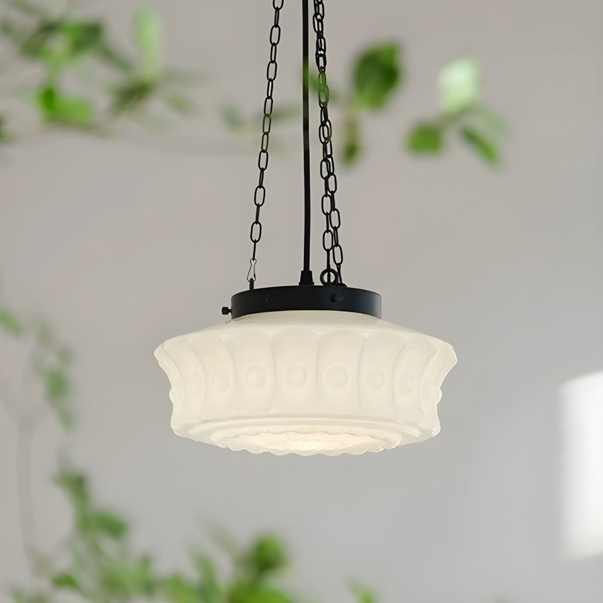 White Vintage Round Pendant Light - Lumpaz