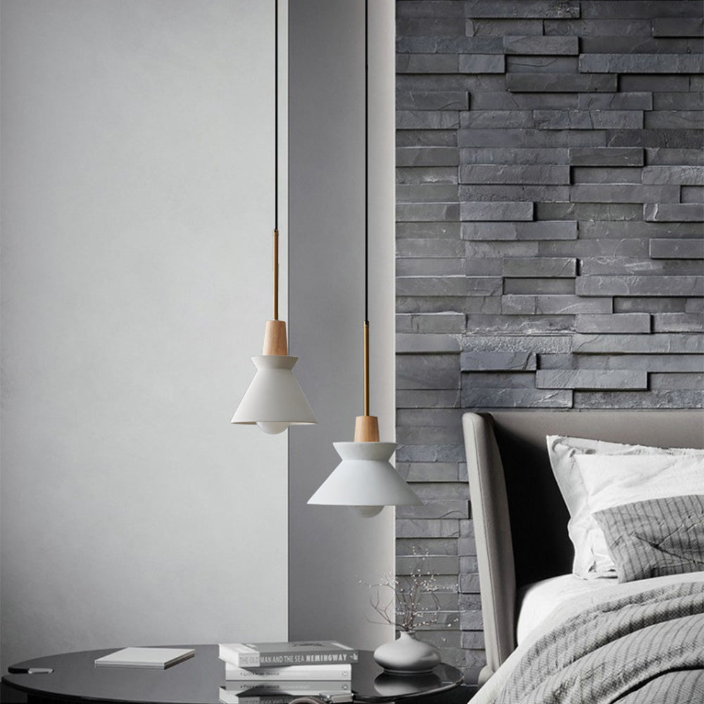 Modern White Concrete Cone Pendant Light - Lumpaz