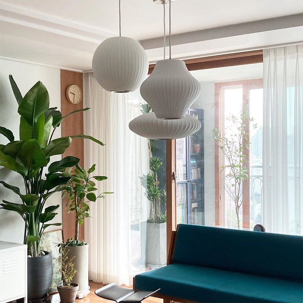Nordic White Lantern Saucer Pendant Light For Living Room - Lumpaz