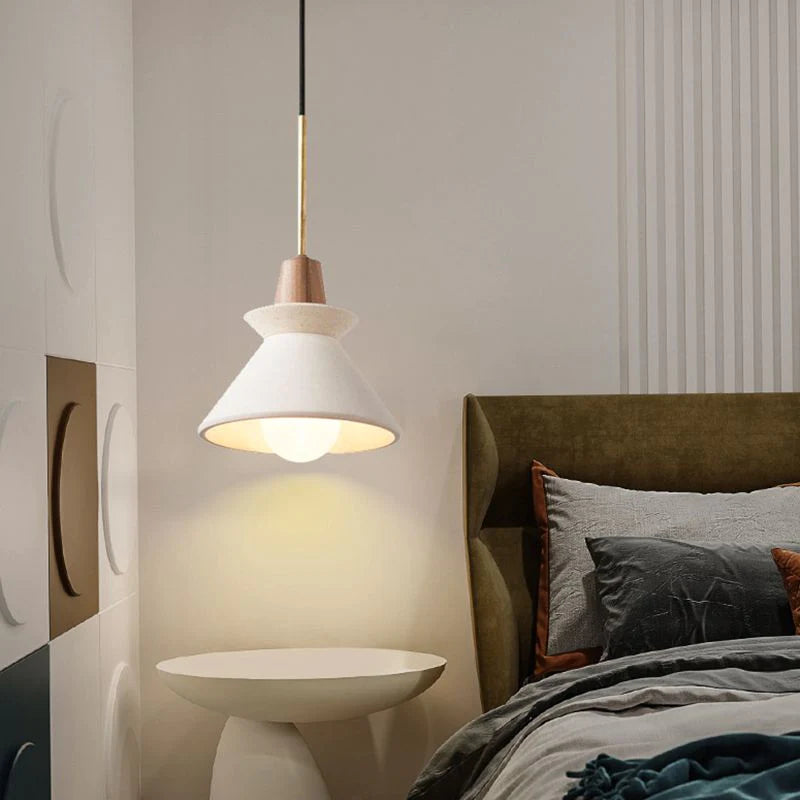 Modern White Concrete Cone Pendant Light - Lumpaz