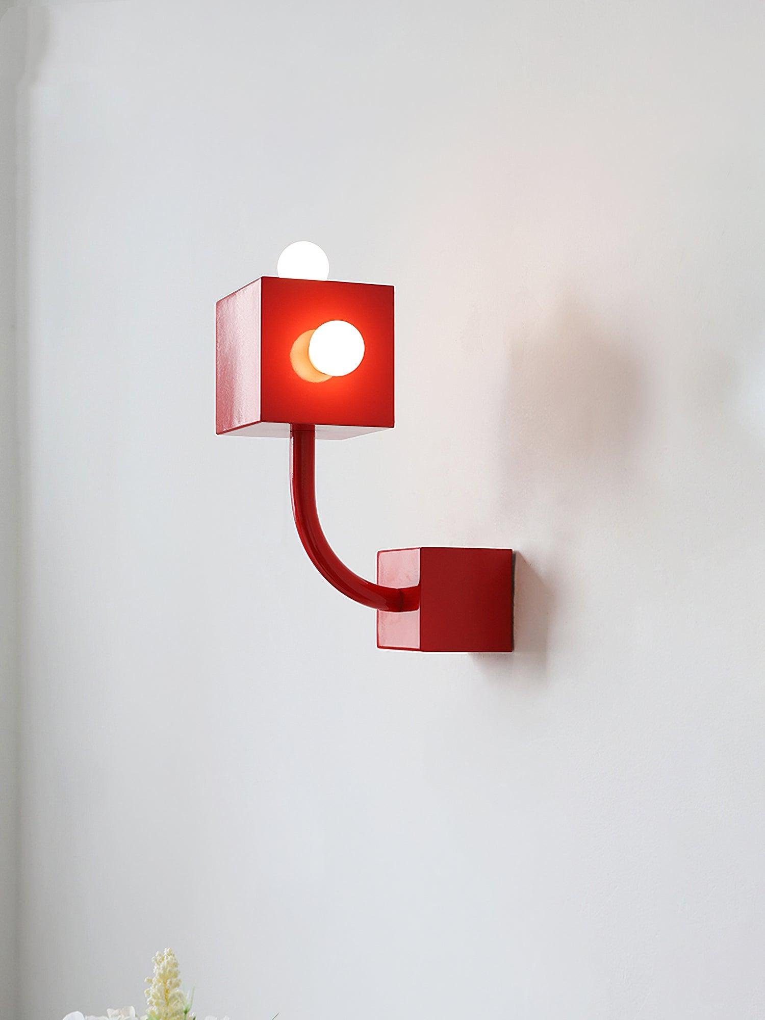 Red Cube Wall Lamp - Lumpaz