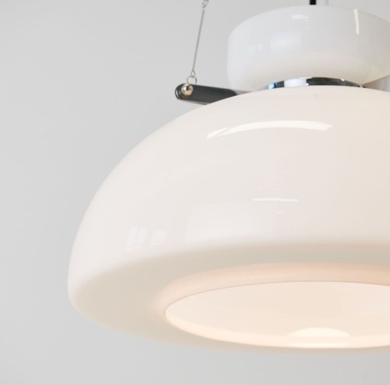 Vintage Milk Dome Glass Pendant Light - Lumpaz