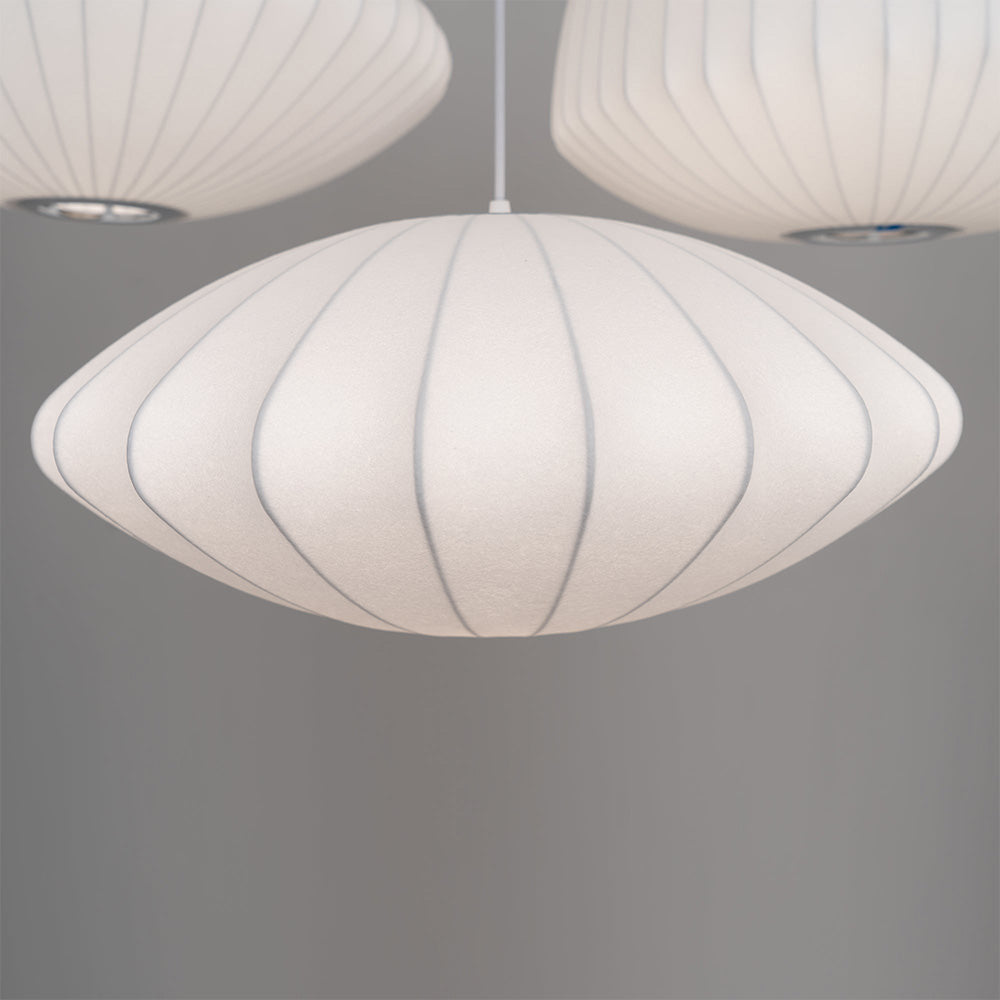 Nordic White Lantern Saucer Pendant Light For Living Room - Lumpaz