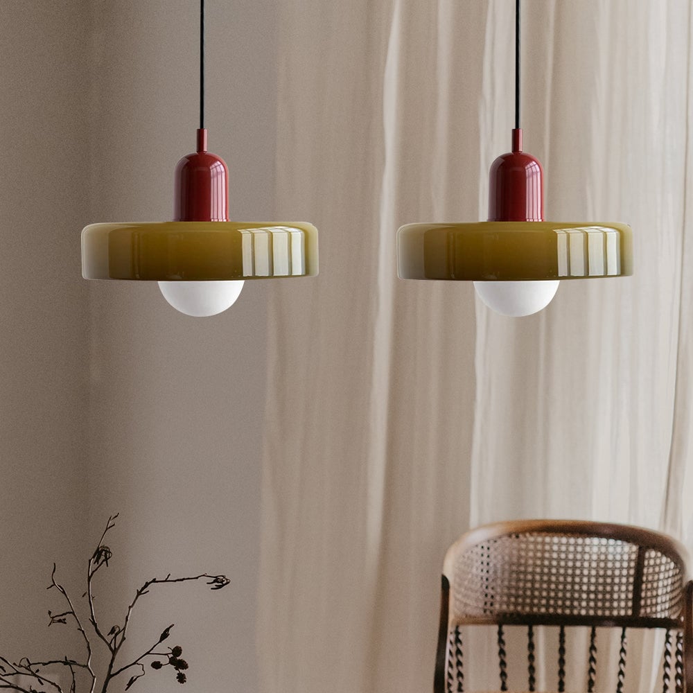 2 Heads Modern Bauhaus Glass Pendant Light - Lumpaz