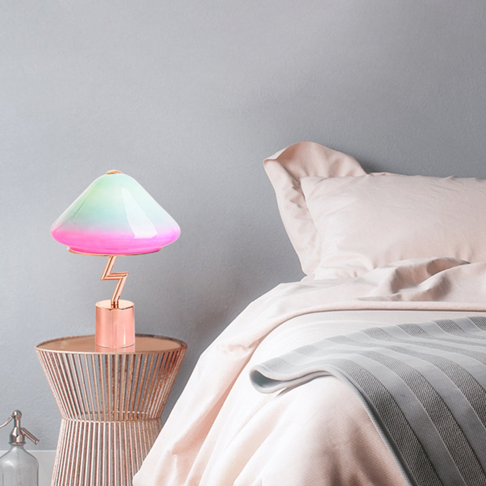 Morandi Modern Cute Mushroom Kinder Glas/Metall Tischlampe, Bunt - Lumpaz