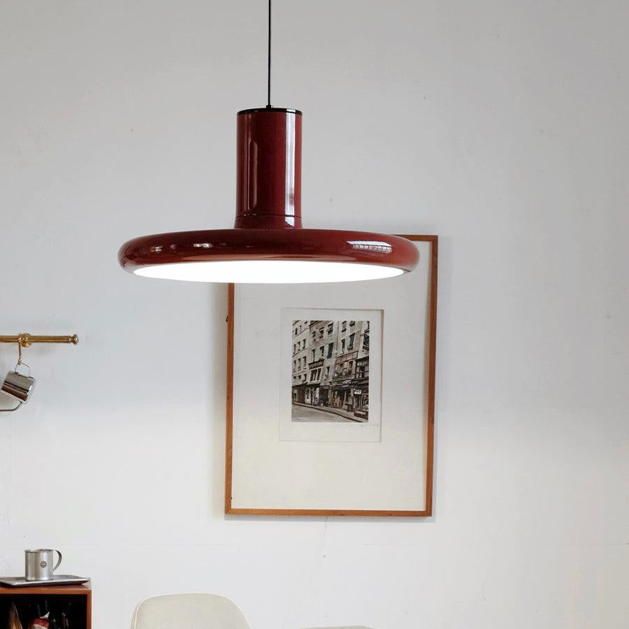 Modern Simple Red Metal Saucer Pendant Light - Lumpaz