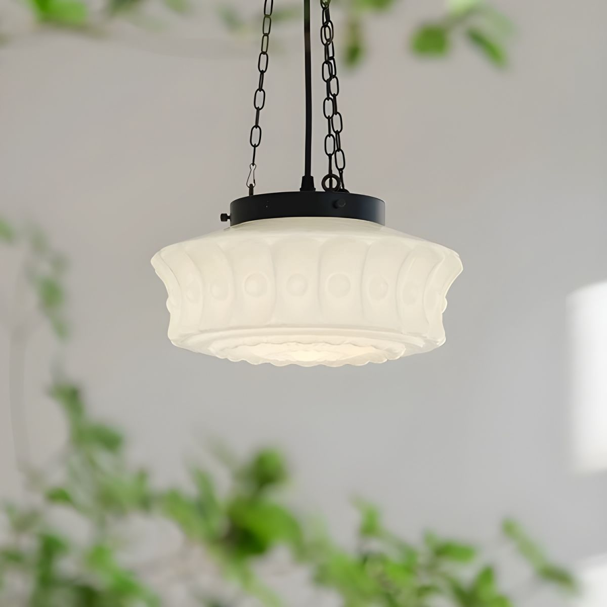 White Vintage Round Pendant Light - Lumpaz