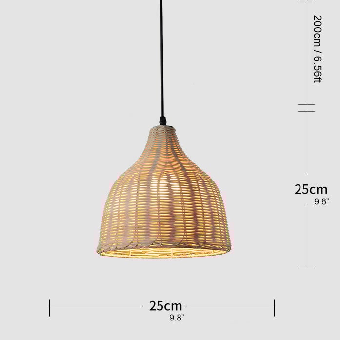 Bamboo Rattan Basket Pendant Light For Kitchen - Lumpaz