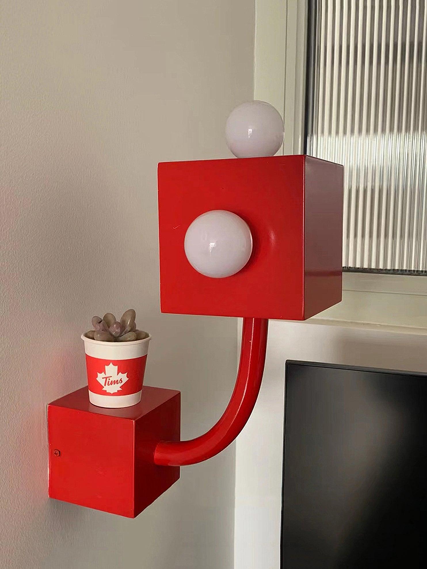 Red Cube Wall Lamp - Lumpaz