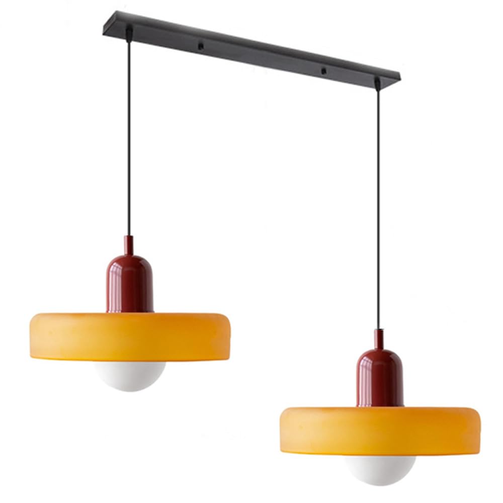 2 Heads Modern Bauhaus Glass Pendant Light - Lumpaz