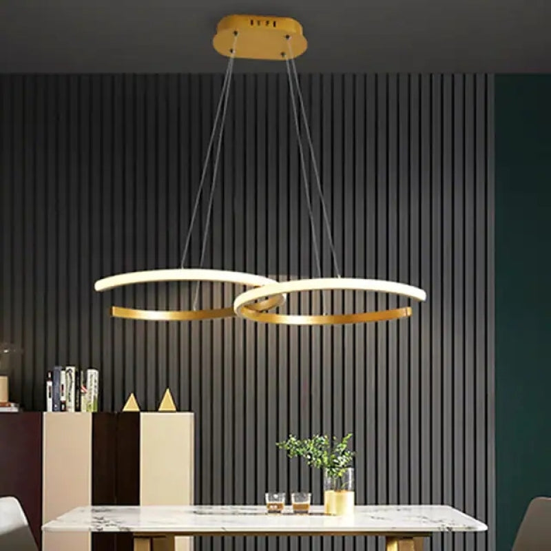 Nordlux LED Pendelleuchte Dimmbar Schwarz/Gold Doppel-C Wohnzimmer - Lumpaz