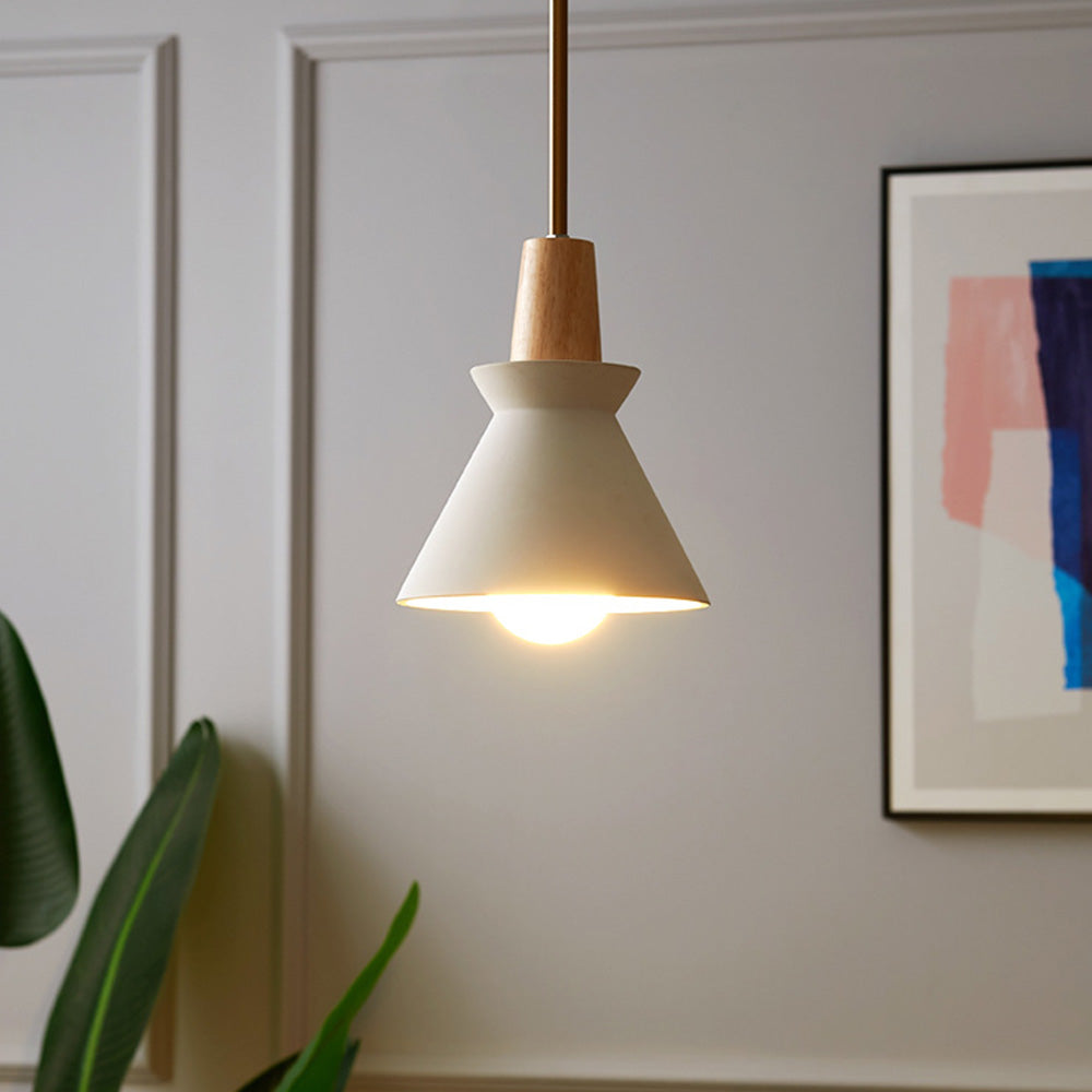 Modern White Concrete Cone Pendant Light - Lumpaz
