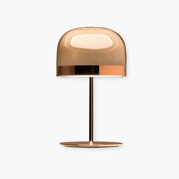 Hailie Minimalistische Pilz Glas/Metall Tischlampe, Schwarz/Rose Gold - Lumpaz