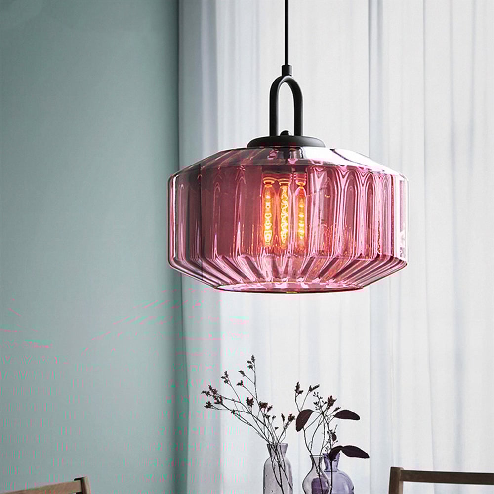 Mid Century Striped Glass Pendant Light - Lumpaz