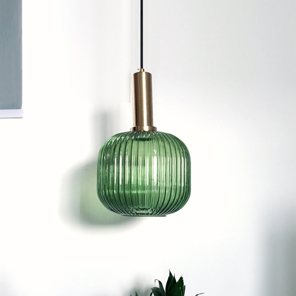 Vintage Stained Glass Lantern Shape Pendant Light - Lumpaz