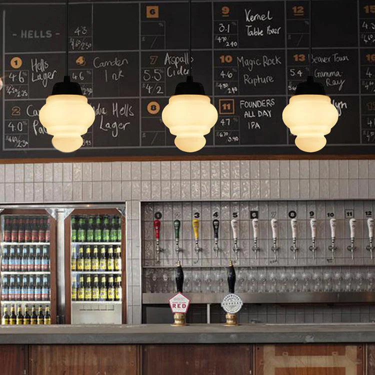 Retro Milk White Glass Geometric Jar Pendant Light - Lumpaz