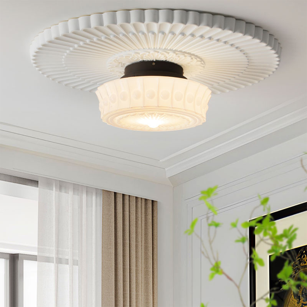 White Vintage Round Pendant Light - Lumpaz