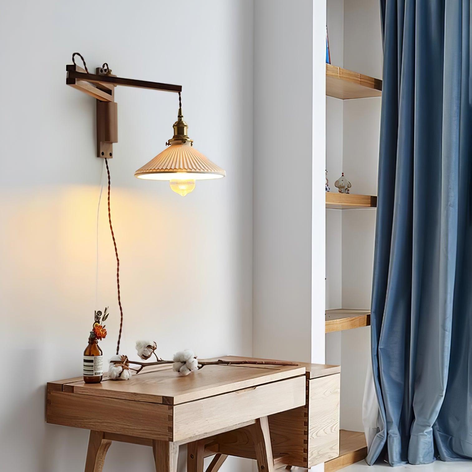 Walnut Swing Arm Wall Lamp - Lumpaz