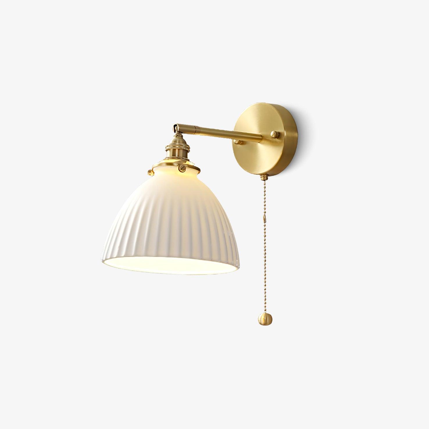 Brass Pleated Ceramic Wall Lamp - Lumpaz