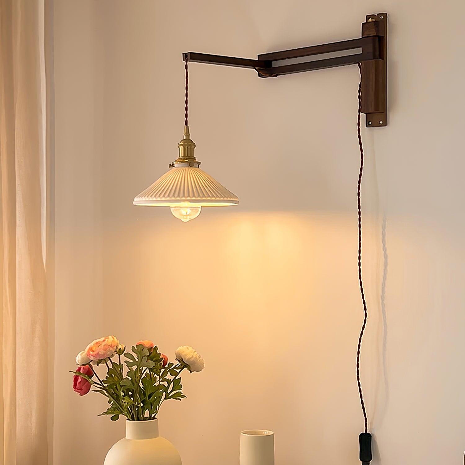 Walnut Swing Arm Wall Lamp - Lumpaz