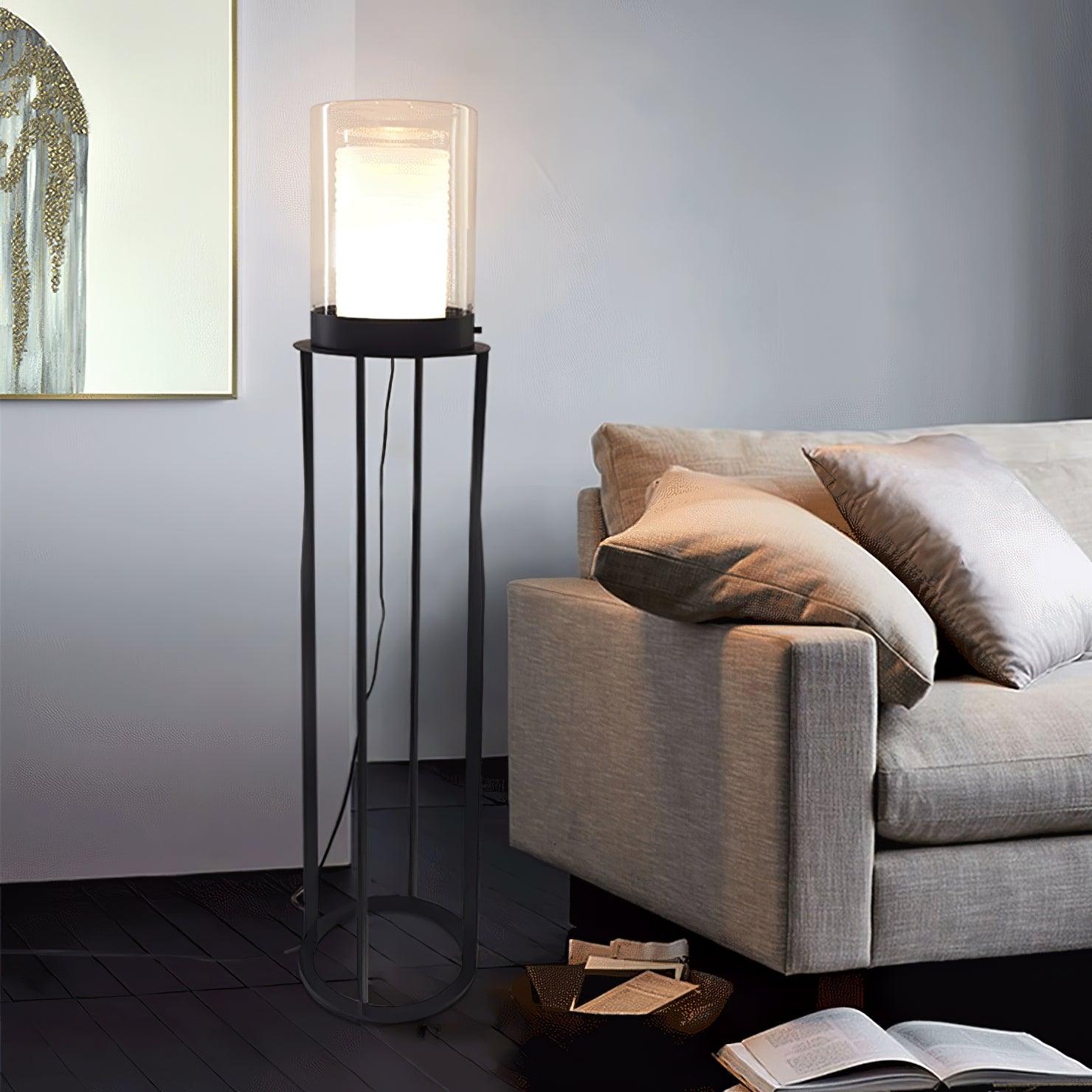 Dual Cylinder Glass Floor Lamp - Lumpaz