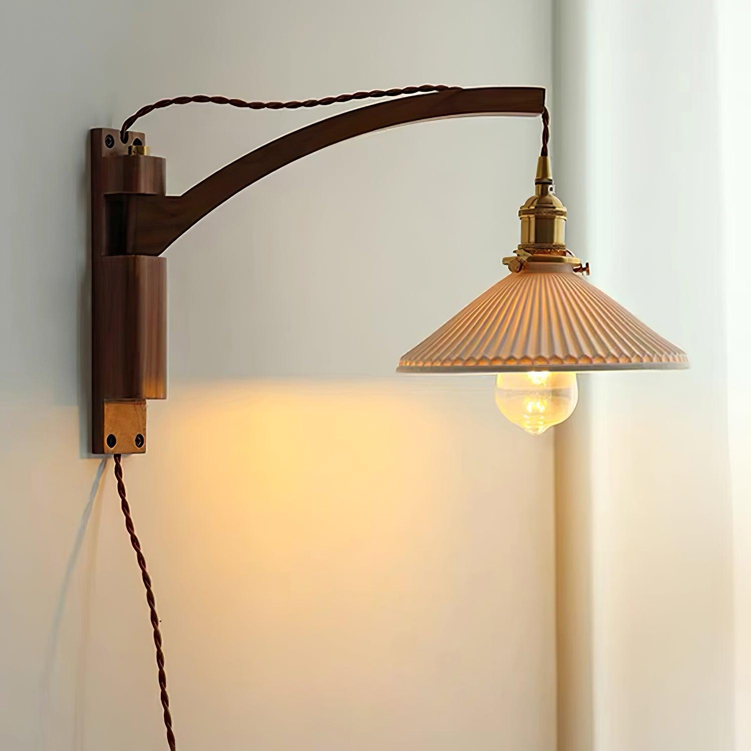 Walnut Swing Arm Wall Lamp - Lumpaz