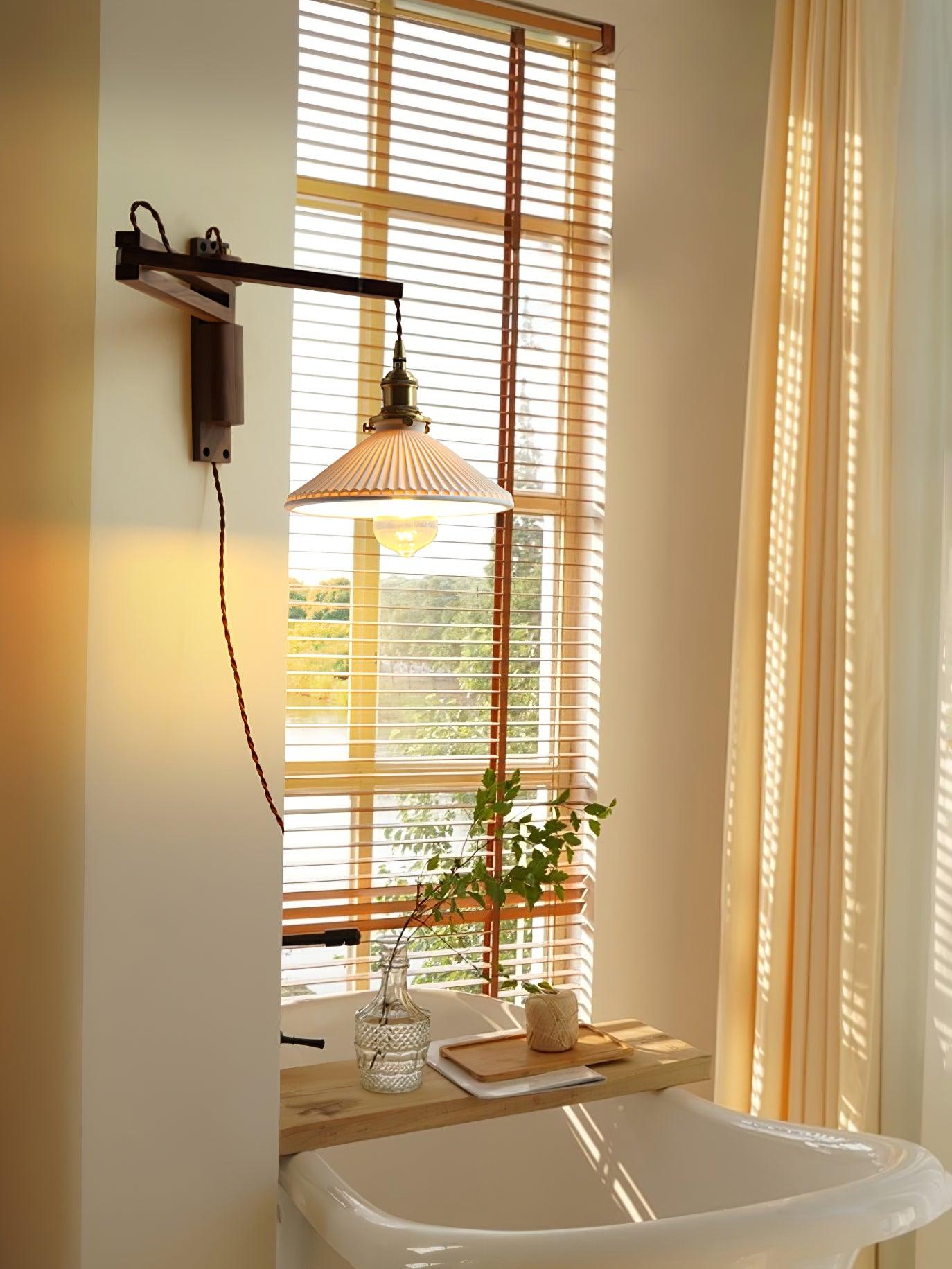 Walnut Swing Arm Wall Lamp - Lumpaz