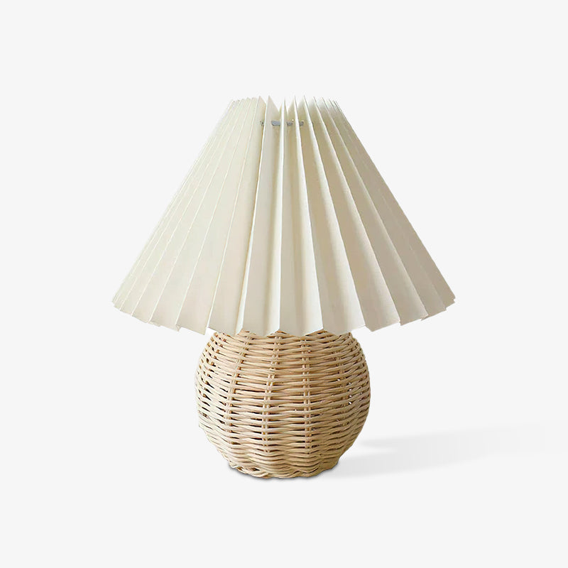 Rattan Pleated Built-in Battery Table lamp - Lumpaz