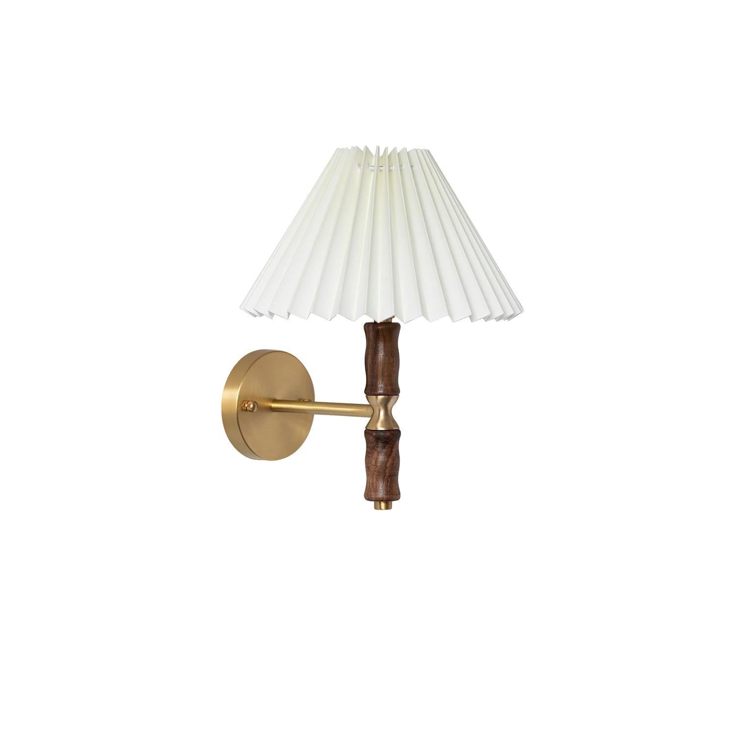 Pleated Walnut Wall Light - Lumpaz