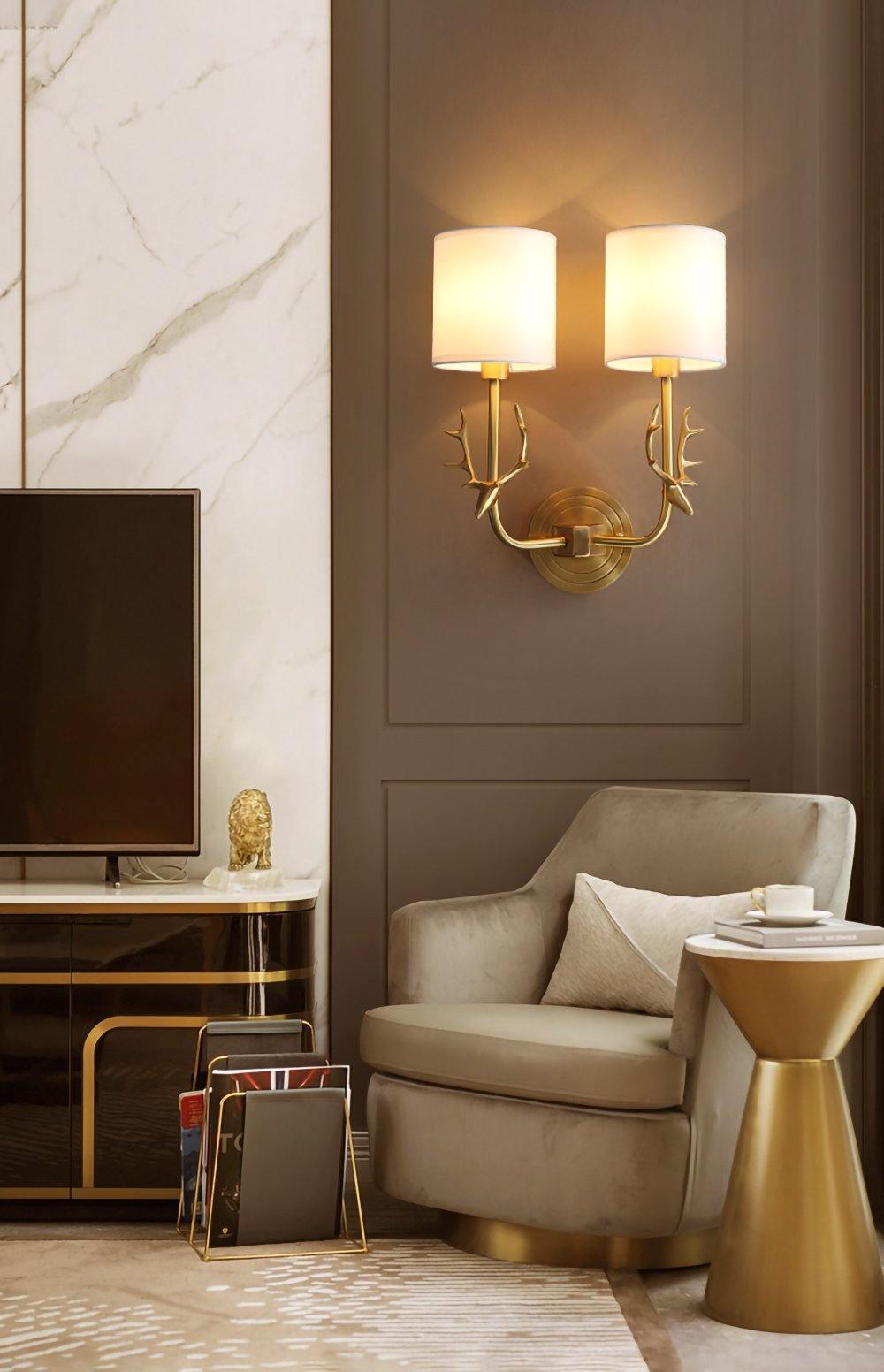 Brass Deer Head Wall Light - Lumpaz