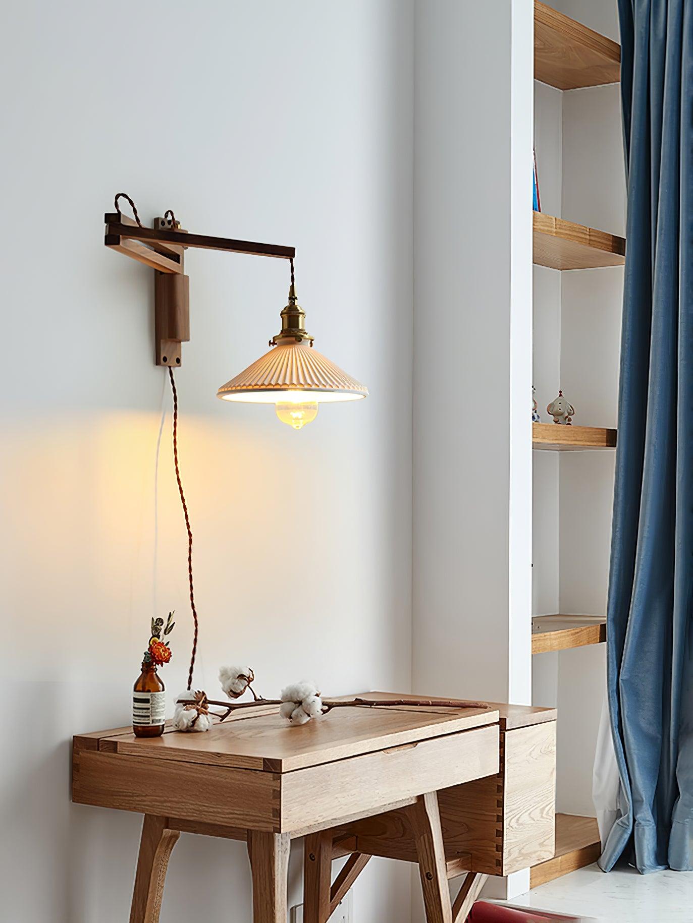 Walnut Swing Arm Wall Lamp - Lumpaz