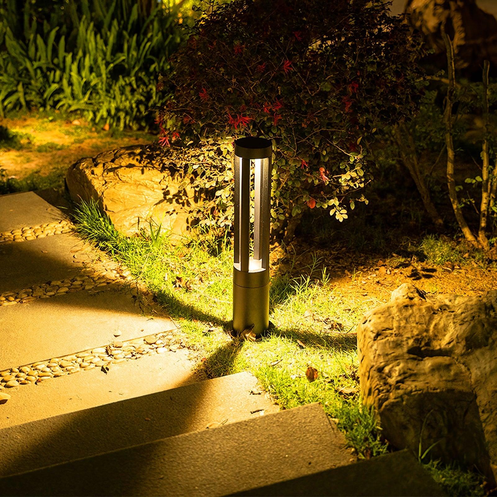 Black Cylindrical Garden Outdoor Light with Solar Panel - Lumpaz