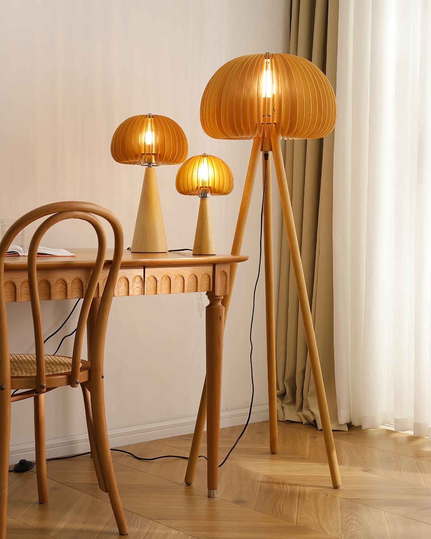 Wooden Pumpkin Floor Lamp - Lumpaz