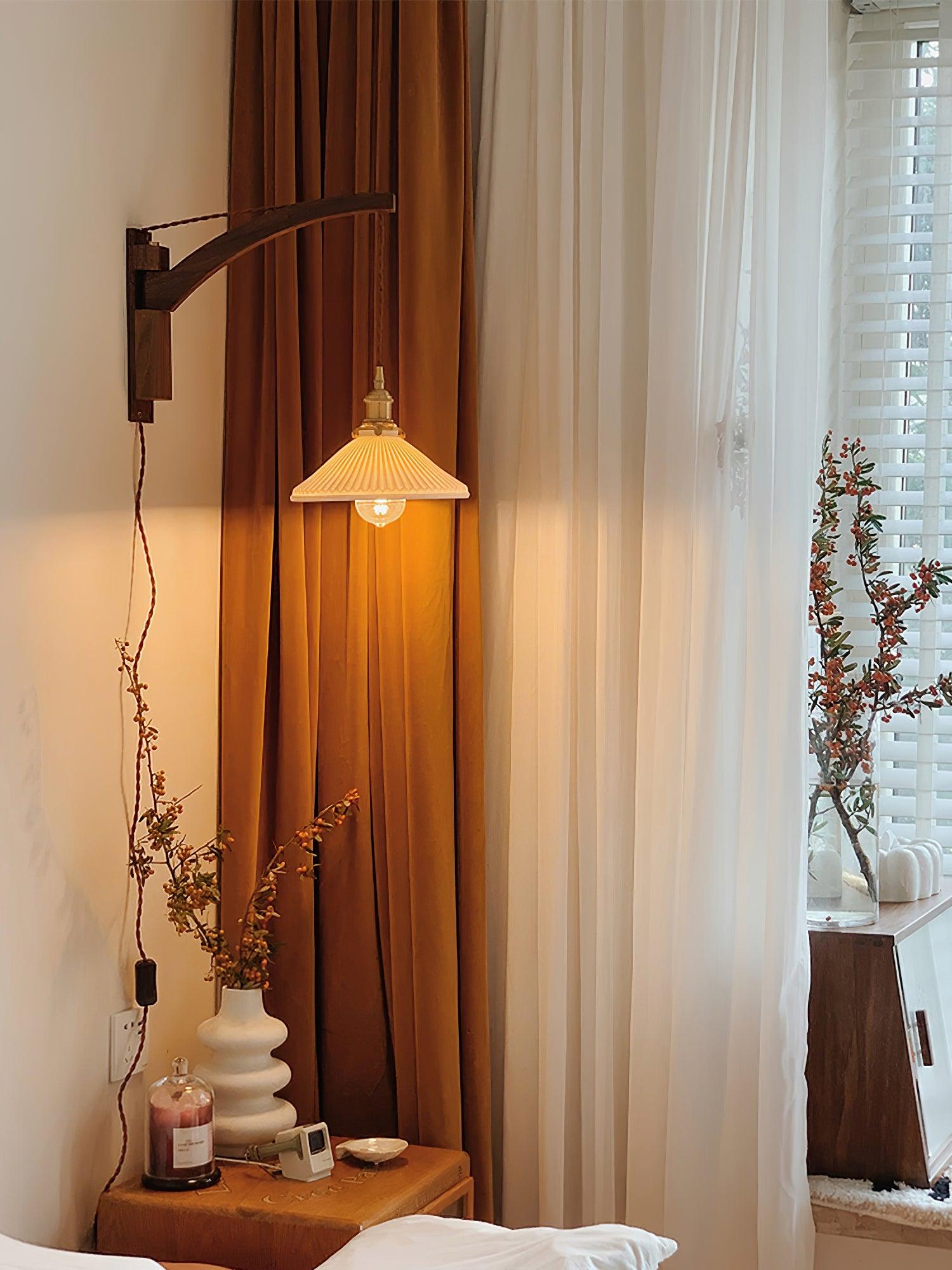 Walnut Swing Arm Wall Lamp - Lumpaz