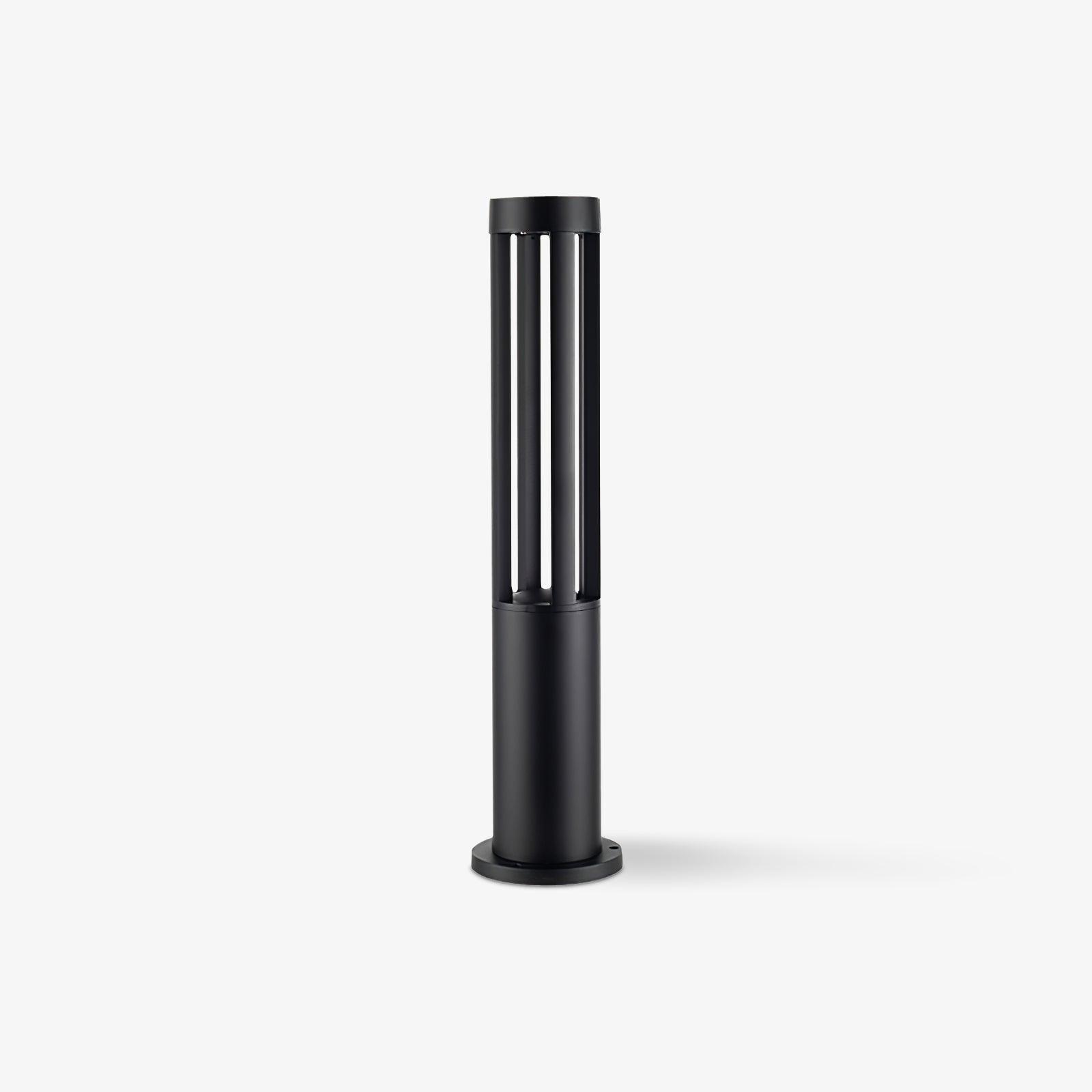 Black Cylindrical Garden Outdoor Light with Solar Panel - Lumpaz