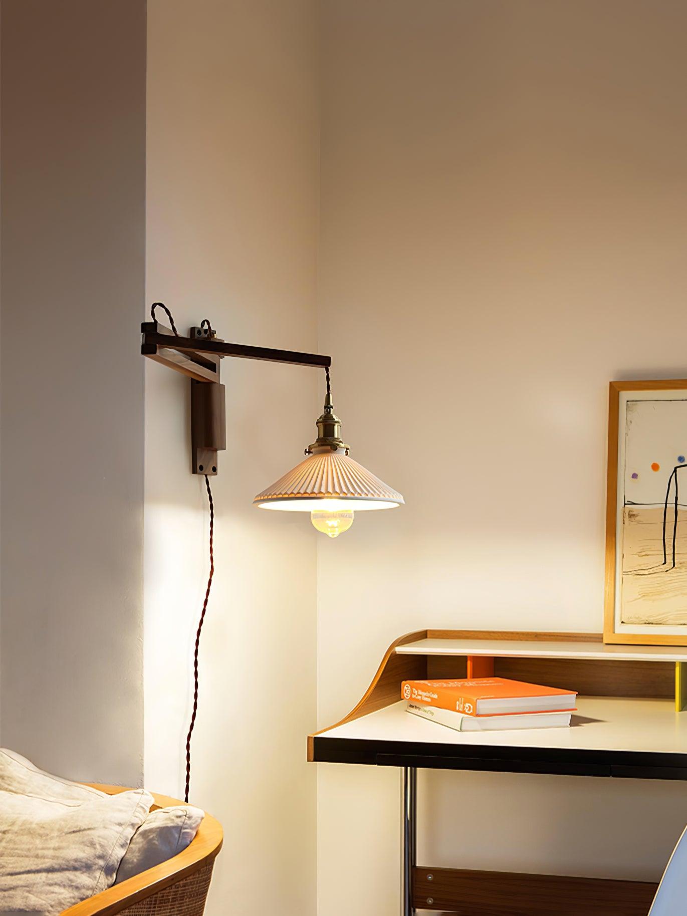 Walnut Swing Arm Wall Lamp - Lumpaz