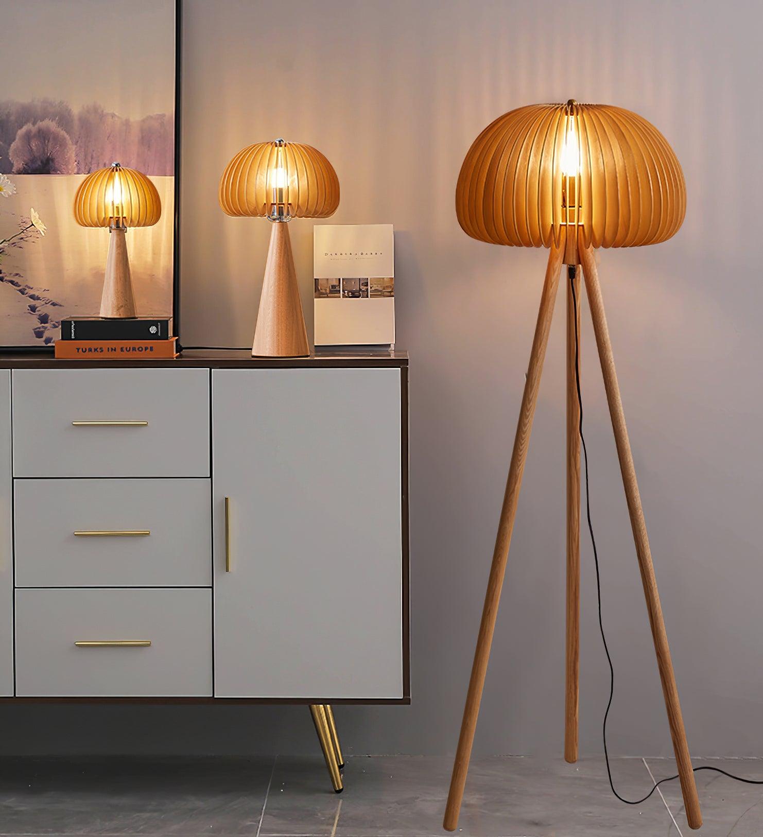 Wooden Pumpkin Floor Lamp - Lumpaz