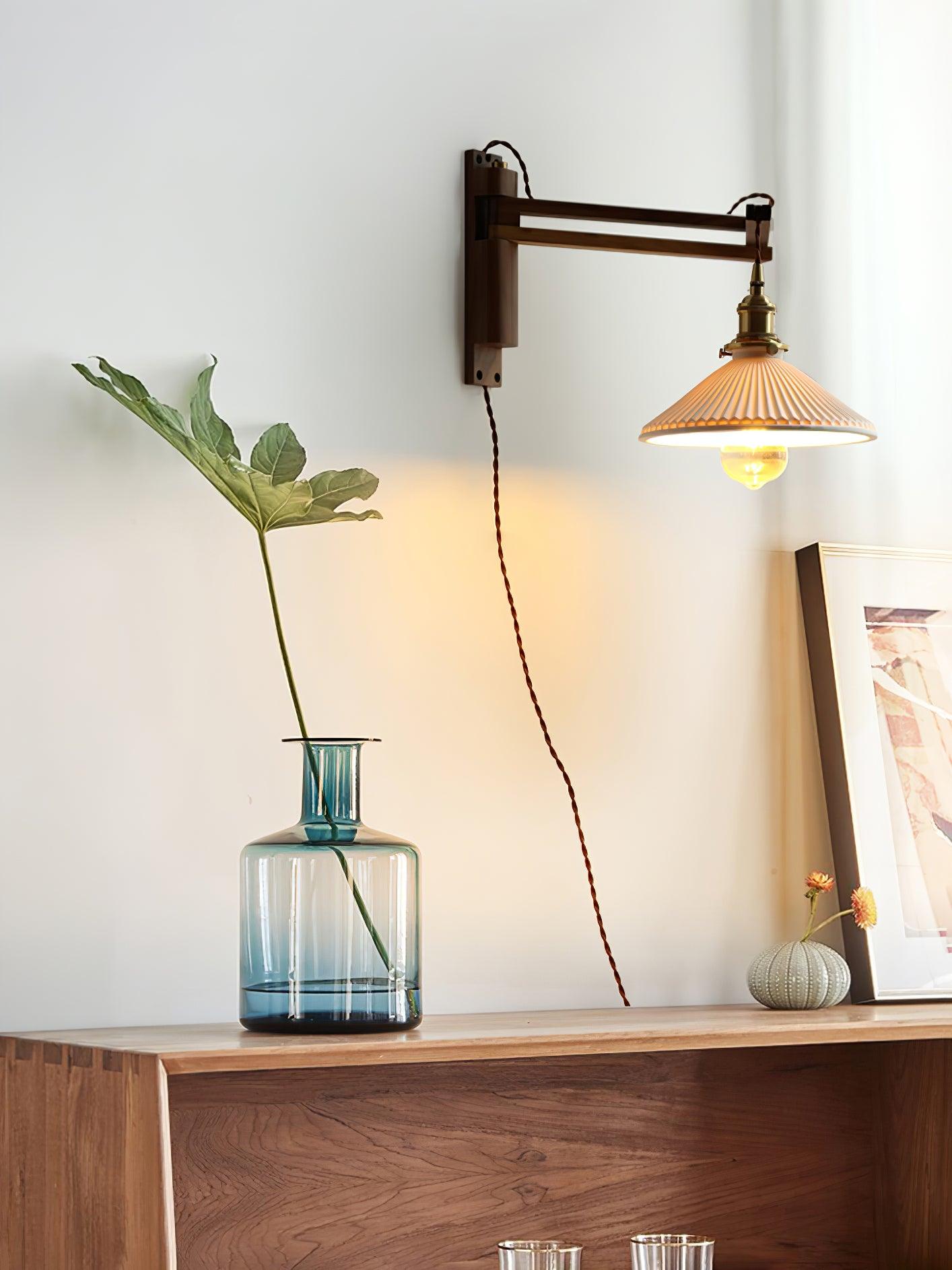 Walnut Swing Arm Wall Lamp - Lumpaz