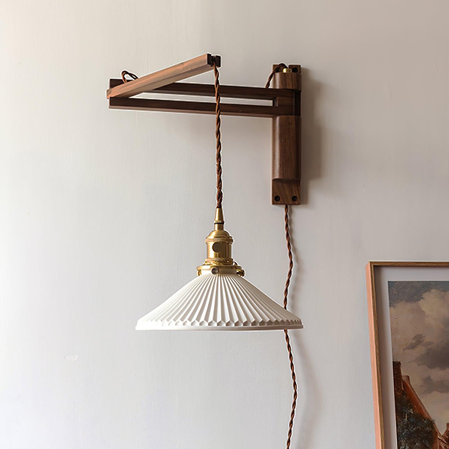 Walnut Swing Arm Wall Lamp - Lumpaz