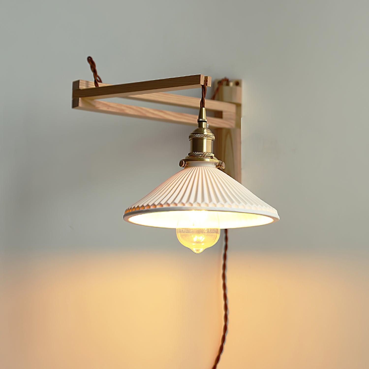Walnut Swing Arm Wall Lamp - Lumpaz