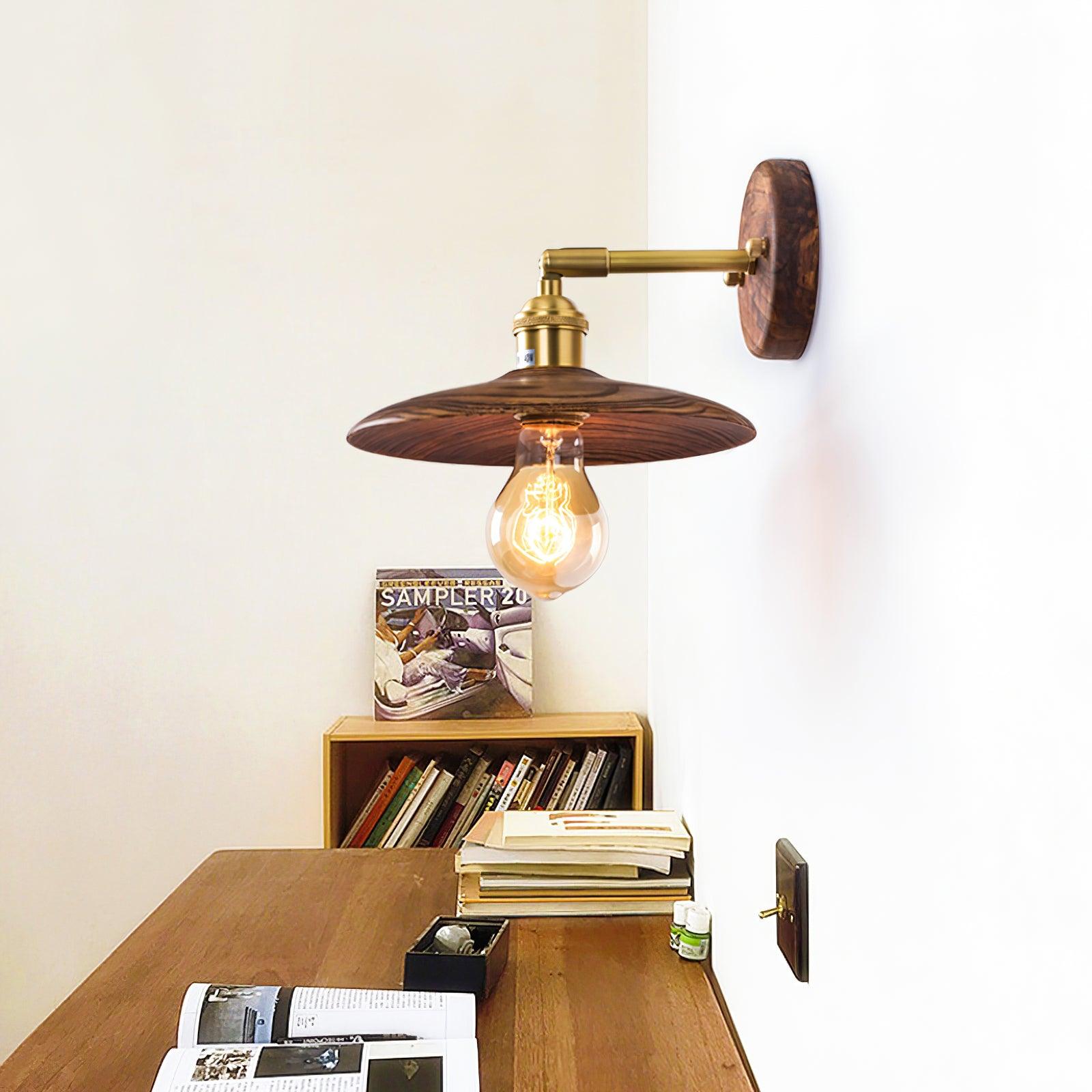 Walnut Flared Wall Light - Lumpaz