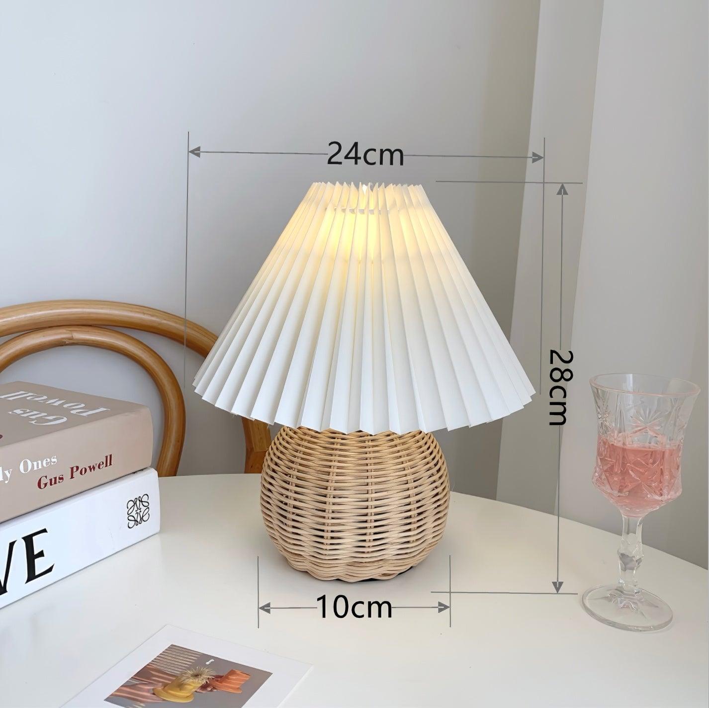 Rattan Pleated Built-in Battery Table lamp - Lumpaz