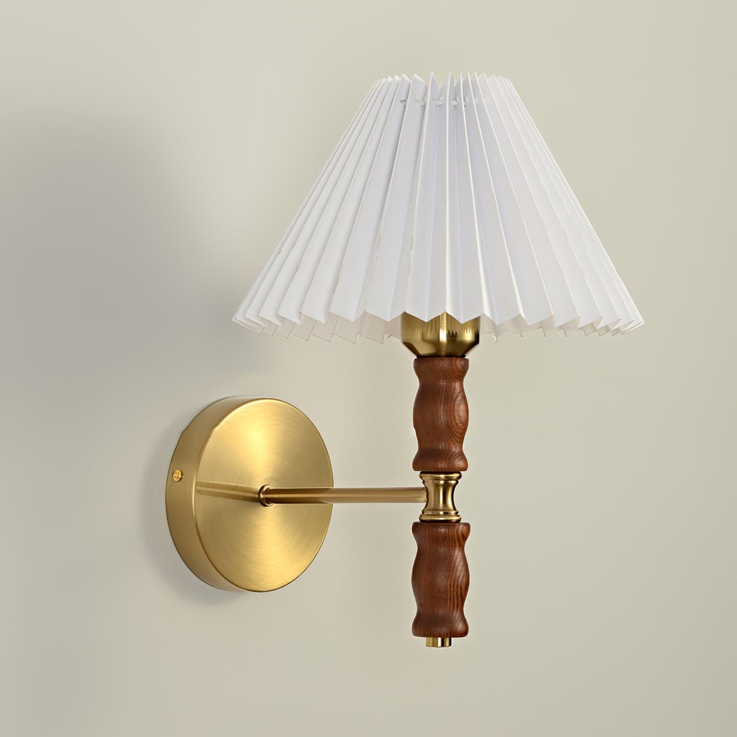 Pleated Walnut Wall Light - Lumpaz