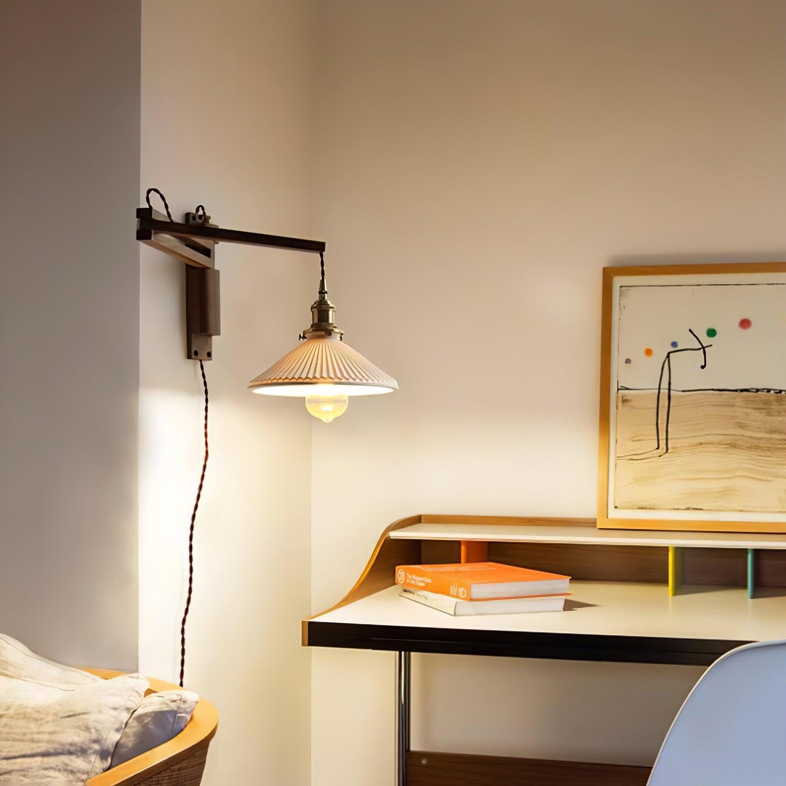 Walnut Swing Arm Wall Lamp - Lumpaz