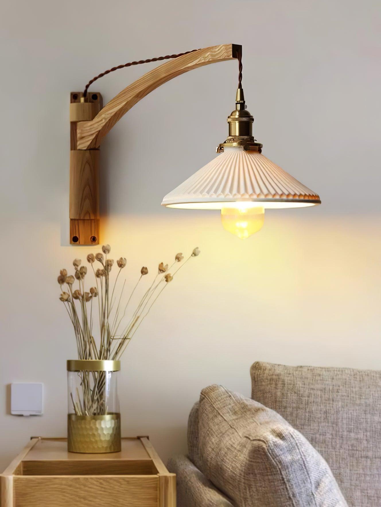 Walnut Swing Arm Wall Lamp - Lumpaz
